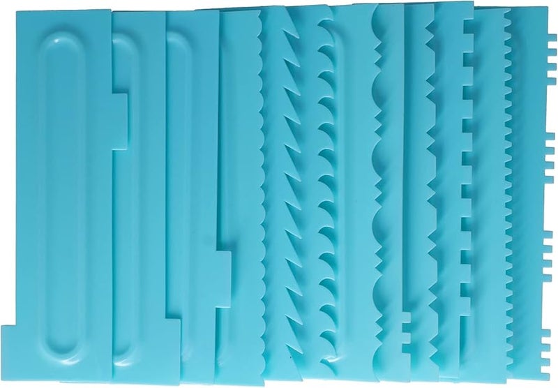 Cake Decorating Tools Set Of 12 Cream Scraper Combs Fondant Pattern Modeling Kit - Image 5